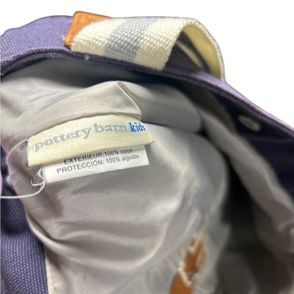 Pottery Barn Kids Navy Tote with Brown and White Stripes M monogram - Picture 4 of 4